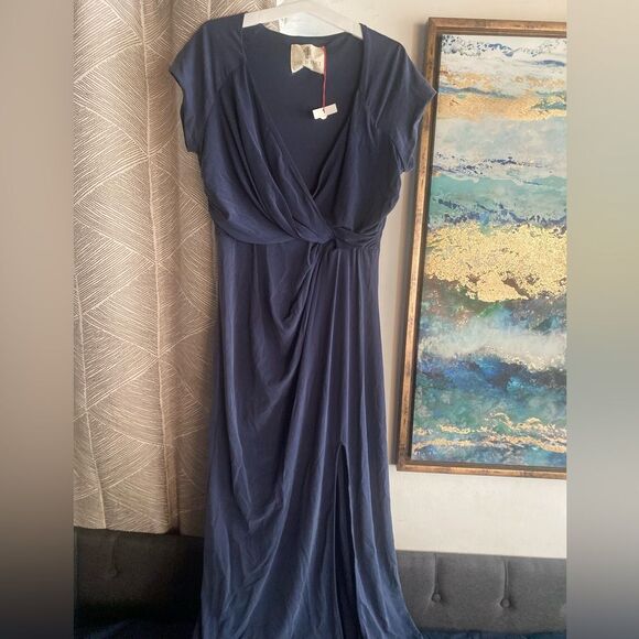 The Jetset Diaries Novella Cap-Sleeve Ruched Maxi Dress Sz  L  Cobalt Blue NEW - Picture 4 of 16